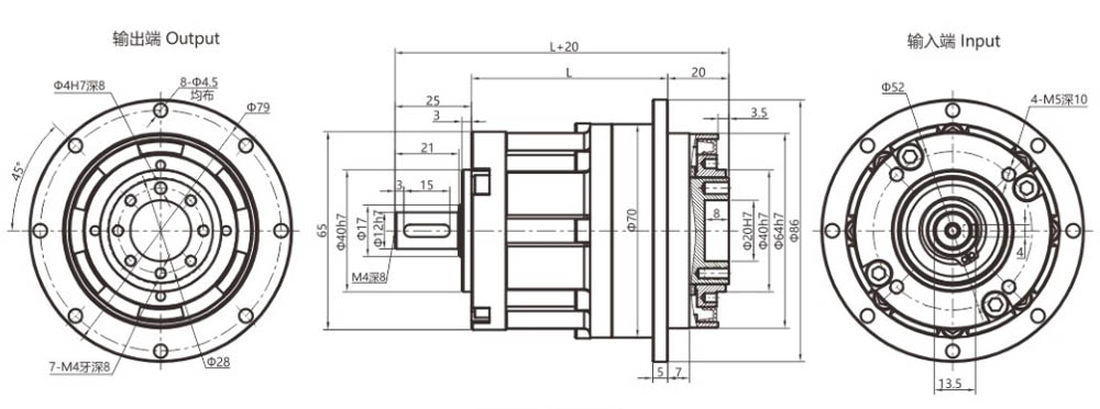 dimension of the planetary reducer VGSH64