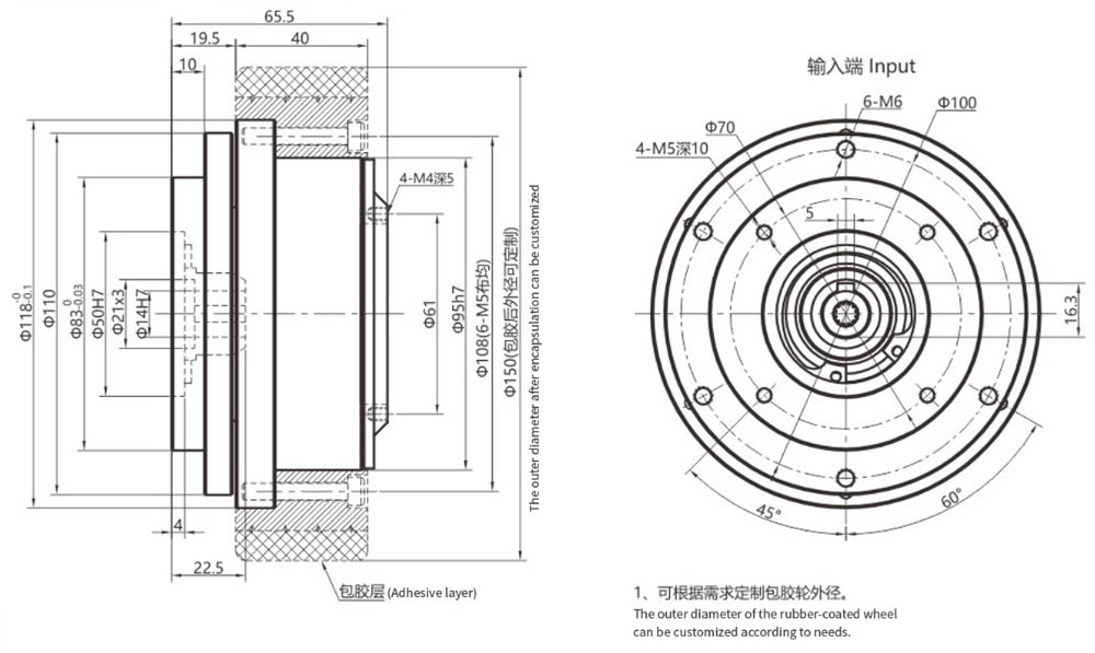 Dimensions of the Reducer VGXZ95